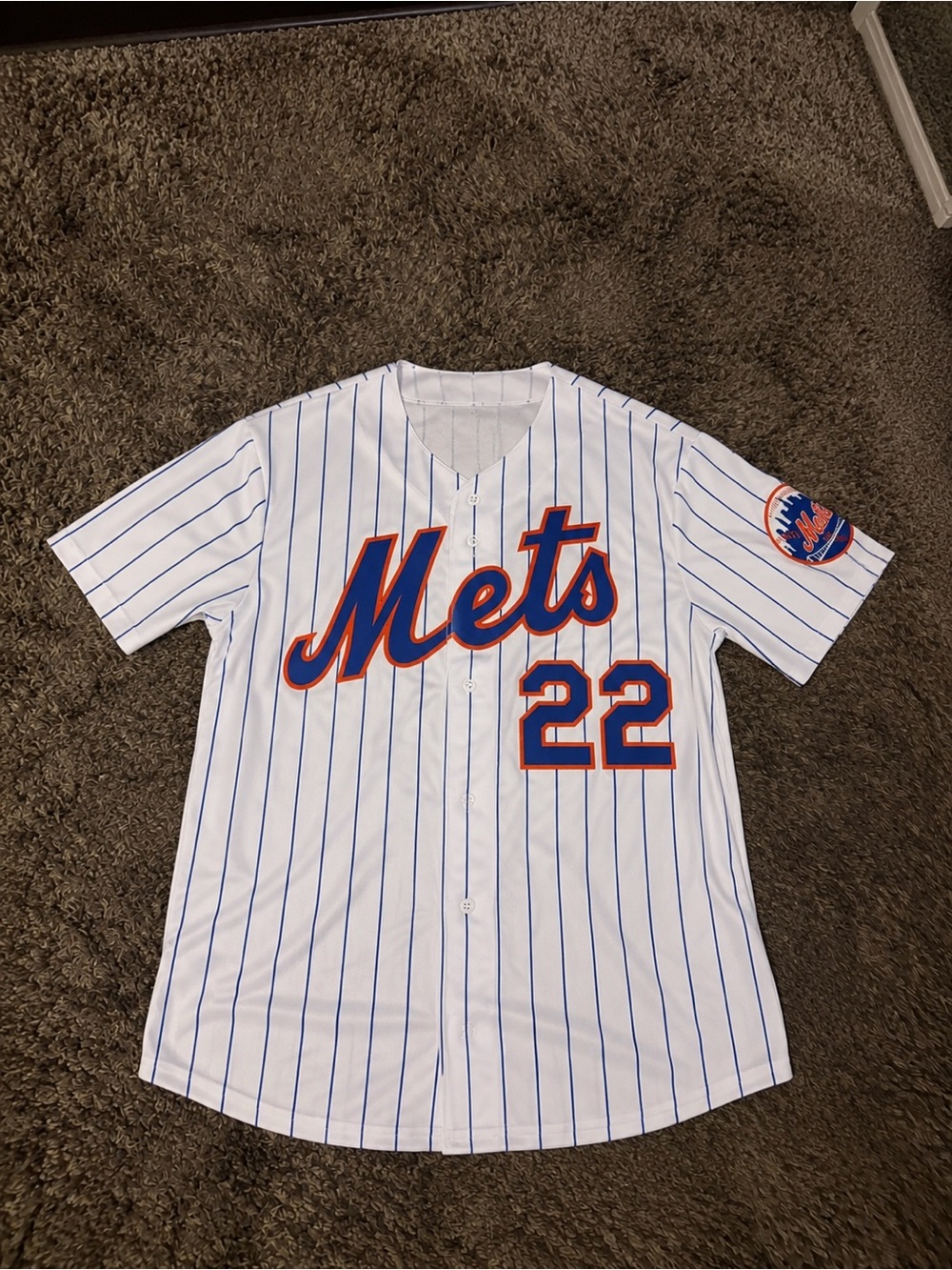 Nike White & Blue New York Mets Pinstripe Jersey - #22